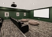 Thumbnail 16 of 35 - A home theater with a large screen and comfortable seating.