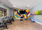 Thumbnail 19 of 51 - the gym with exercise bikes and a tv on the wall