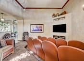 Thumbnail 10 of 22 - Theater room with leather seating and television at Borgata Condominiums Apartments, Las Vegas, 89103