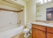 Thumbnail 14 of 25 - the preserve at ballantyne commons apartment bathroom with tub sink and toilet