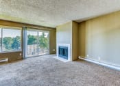 Thumbnail 15 of 17 - an empty living room with a fireplace and sliding glass doors