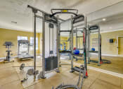 Thumbnail 33 of 39 - a gym with weights and cardio equipment in a home gym