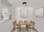 Thumbnail 4 of 31 - a dining room with a wooden table and chairs