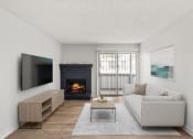 Thumbnail 3 of 31 - Furnished Living Room with Fire Place at South Lamar Village Apartments in Austin, TX 78704