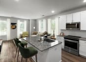 Thumbnail 7 of 39 - a kitchen and living room with a granite counter top at The Merchant Apartments, Charleston, South Carolina