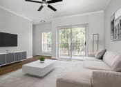 Thumbnail 20 of 40 - a living room with a couch and a coffee table at Aston at Cinco Ranch, Katy, 77450