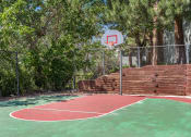 Thumbnail 30 of 32 - a basketball court in a backyard with trees at Arcadia Apartments, Colorado