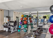 Thumbnail 19 of 32 - the gym is equipped with weights and cardio equipment at Arcadia Apartments, Centennial, Colorado