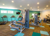 Thumbnail 12 of 17 - a gym with cardio equipment and weights in a wellness center at Skyview Apartments, Westminster Colorado
