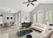 Thumbnail 1 of 29 - a living room with white furniture and a ceiling fan at Veranda at Centerfield, Houston, 77070
