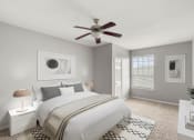 Thumbnail 9 of 29 - a bedroom with a large bed and a ceiling fan at Veranda at Centerfield, Texas