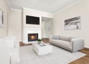 Thumbnail 9 of 28 - a living room with a couch and a fireplace at Villages of Cypress Creek, Houston, 77070