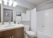 Thumbnail 24 of 30 - Newly upgraded bathroom with spacious countertops  at Duet on Wilcox, Los Angeles