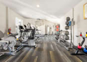 Thumbnail 27 of 31 - a gym with cardio machines and weights on the floor at South Lamar Village, Austin