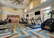 Thumbnail 13 of 38 - Fitness center with cardio equipment and treadmills at Wyndchase Aspen Grove Apartments, Tennessee