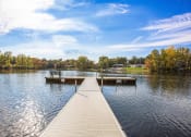 Thumbnail 3 of 50 - a dock on a lake with trees in the background