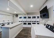 Thumbnail 24 of 28 - A laundry room with washers and dryers.