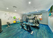 Thumbnail 8 of 13 - a gym with treadmills and other exercise equipment on a blue rug at Connect on Northern, Glendale, 85301