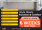 Thumbnail 1 of 21 - An advertisement for a property rental with a swimming pool and attached garage.