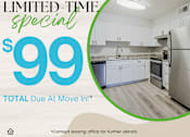Thumbnail 1 of 12 - A promotional image for a limited-time special at Escalata Apartments offering a rate of $99.
