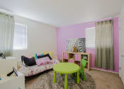 Thumbnail 21 of 21 - a room with pink walls and a green table and chairs