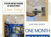 Thumbnail 1 of 23 - A promotional image for a one month rent free offer at Santana Ridge Apartments.