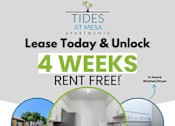 Thumbnail 1 of 17 - A promotional image for Tides at Mesa Apartments offering a 4-week rent-free lease.