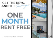 Thumbnail 1 of 24 - A poster advertising a one month rent free offer at Villas De Azul Apartment Homes.