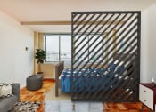 Thumbnail 10 of 47 - studio apartment showing sofa and bed at brunswick house apartments in dupont circle washington dc