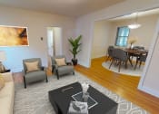 Thumbnail 3 of 27 - a living room with a couch chairs and a coffee table