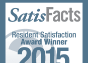 Thumbnail 47 of 47 - a blue and white logo with the words resident satisfaction award winner 2015