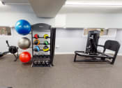 Thumbnail 25 of 40 - fitness center with exercise balls, and cardio machines at 2800 woodley apartments in washington dc