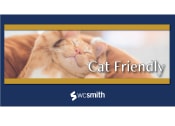Thumbnail 4 of 17 - a cat laying in a bed with the word cat friendly