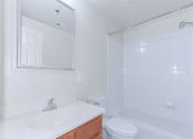 Thumbnail 15 of 17 - bathroom with tub, toilet, sink, mirror and cabinet at the whitelaw apartments in washington dc