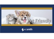 Thumbnail 10 of 16 - a dog and a cat sitting on a bed with the words pet friendly