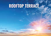 Thumbnail 32 of 32 - A beautiful sunset with the text "ROOFTOP TERRACE" overlaid on the image.