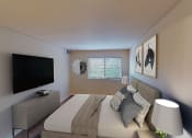 Thumbnail 19 of 27 - Bedroom with dresser, tv, bed and large windows at washington view apartments in southeast dc