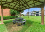 Thumbnail 32 of 47 - a picnic table sitting under a pavilion in the grass at 445 Cleveland, Georgia, 30354