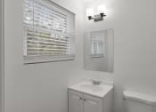 Thumbnail 11 of 28 - a bathroom with a sink and a mirror and a window