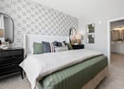 Thumbnail 79 of 124 - a bedroom with two beds and a hallway with a wall with stripes at Madison Prickett Preserve, Yardley Pennsylvania