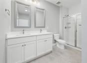 Thumbnail 104 of 124 - a white bathroom with a urinal and a mirror at Madison Prickett Preserve, Yardley