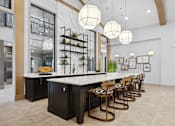 Thumbnail 5 of 124 - the kitchen has a long marble counter top and a long row of stools at Madison Prickett Preserve, Pennsylvania