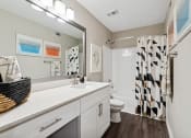 Thumbnail 24 of 26 - Master bathroom with quartz countertops at The Hartley at Sweetwater Creek, Duluth, GA, 30096