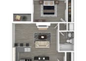 Thumbnail 30 of 30 - a 3d drawing of the 1 bedroom floor plan of a 2100 sq ft apartment