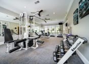 Thumbnail 13 of 20 - Fitness Center with Free Weights, Treadmills, Elliptical, Recumbent Bike, and Weight Training Machine