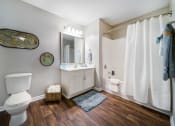 Thumbnail 8 of 20 - Beautiful Bathroom with Single Sink Vanity, Toilet, and Shower/Tub Combo
