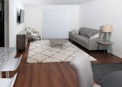 Thumbnail 3 of 12 - Living Room with Plank Flooring at Gray Estates Apartments, MRD Conventional, St Clair MI 48079