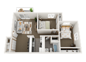 Thumbnail 7 of 8 - a layout of a bedroom with a bathroom and a living room