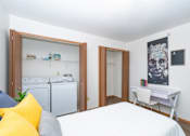 Thumbnail 17 of 18 - Bedroom with bed and work station at Martin Estates Apartments, Shelbyville, IN, 46176