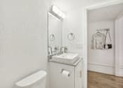 Thumbnail 38 of 38 - a bathroom with a sink and a mirror and a toilet